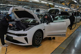 Workers assemble the Zeekr 001 EV models at the Chinese automaker Zeekr assembly plant, in Ningbo, east China's Zhejiang Province, Wednesday, April 17, 2025.