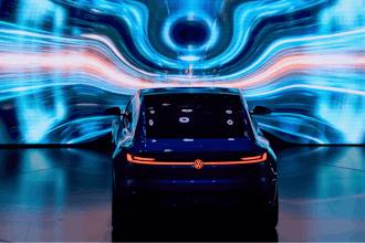 A concept car is shown during the Volkswagen Group media night ahead of the Auto Show in Shanghai, Tuesday, April 22, 2025.