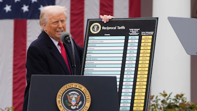 President Donald Trump speaks during an event to announce new tariffs in the Rose Garden at the White House, Wednesday, April 2, 2025, in Washington.