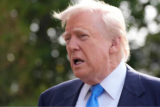 President Donald Trump speaks with reporters as he and first lady Melania Trump depart on Marine One from the South Lawn of the White House, Friday, April 25, 2025, in Washington.