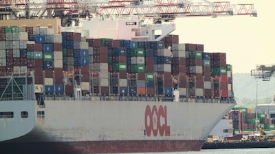 A container ship is moored at the port of the port of New York & New Jersey, Elizabeth, N.J., May 12, 2025.