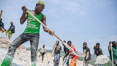 Miners work at the D4 Gakombe coltan quarry in Rubaya, Democratic Republic of Congo, on Friday, May 9, 2025.