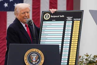 President Donald Trump speaks during an event to announce new tariffs in the Rose Garden at the White House on April 2, 2025, in Washington.