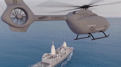 A mockup of the unmanned Airbus MQ-72C Logistics Connector.