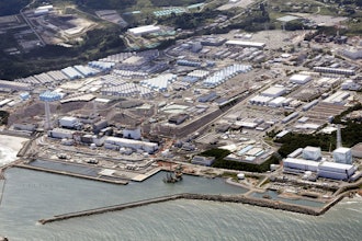 This aerial view shows the Fukushima Daiichi nuclear power plant in Futaba and Namie towns, northern Japan, on Aug. 24, 2023.