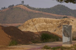 Piles of earth are seen in Ganzhou in southern China's Jiangxi province on March 19, 2025.