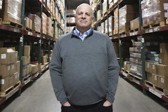 Rick Woldenberg, CEO of Learning Resources, an educational toy company whose products are manufactured in China, stands at a warehouse in Vernon Hills, Ill., April 11, 2025.