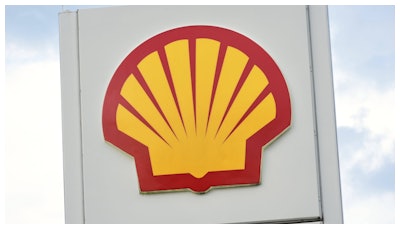 This is the Shell Oil logo in front of a Shell gas station in Pittsburgh,, June 25, 2025.