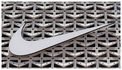 The Nike logo is shown on a store in Miami Beach, Fla. on Aug. 8, 2017.