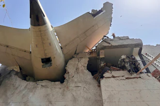 This photo shared by India's Central Industrial Security Force (CISF) shows debris of a plane that crashed in the northwestern Indian city of Ahmedabad, in Gujarat state, Thursday, June 12, 2025.