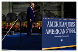 President Donald Trump arrives to speak at U.S. Steel Corporation's Mon Valley Works-Irvin plant, Friday, May 30, 2025, in West Mifflin, Pa.