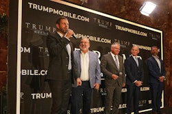 Eric Trump, Don Hendrickson, Eric Thomas, Patrick O'Brien and Donald Trump Jr., left to right, participate in the announcement of Trump Mobile, in New York's Trump Tower, Monday, June 16, 2025.