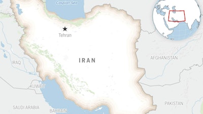 This is a locator map for Iran with its capital, Tehran.