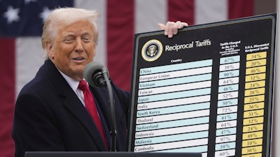 President Donald Trump speaks during an event to announce new tariffs in the Rose Garden at the White House, on April 2, 2025, in Washington.