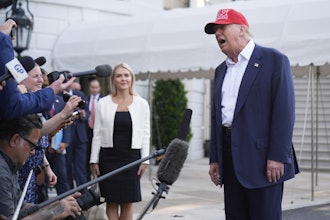 President Donald Trump speaks to the media before walking across the South Lawn of the White House to board Marine One en route to Joint Base Andrews, Md., and on to Florida, Tuesday, July 1, 2025, in Washington.