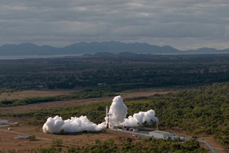 In this photo provided by Gilmour Space Technologies an Eris rocket is launched on Wednesday, July 30, 2025, near Bowen, Australia.