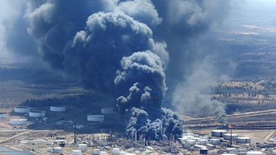 A 2018 photo from the Husky Energy refinery explosion in Superior, Wisconsin.