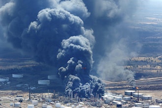 A 2018 photo from the Husky Energy refinery explosion in Superior, Wisconsin.