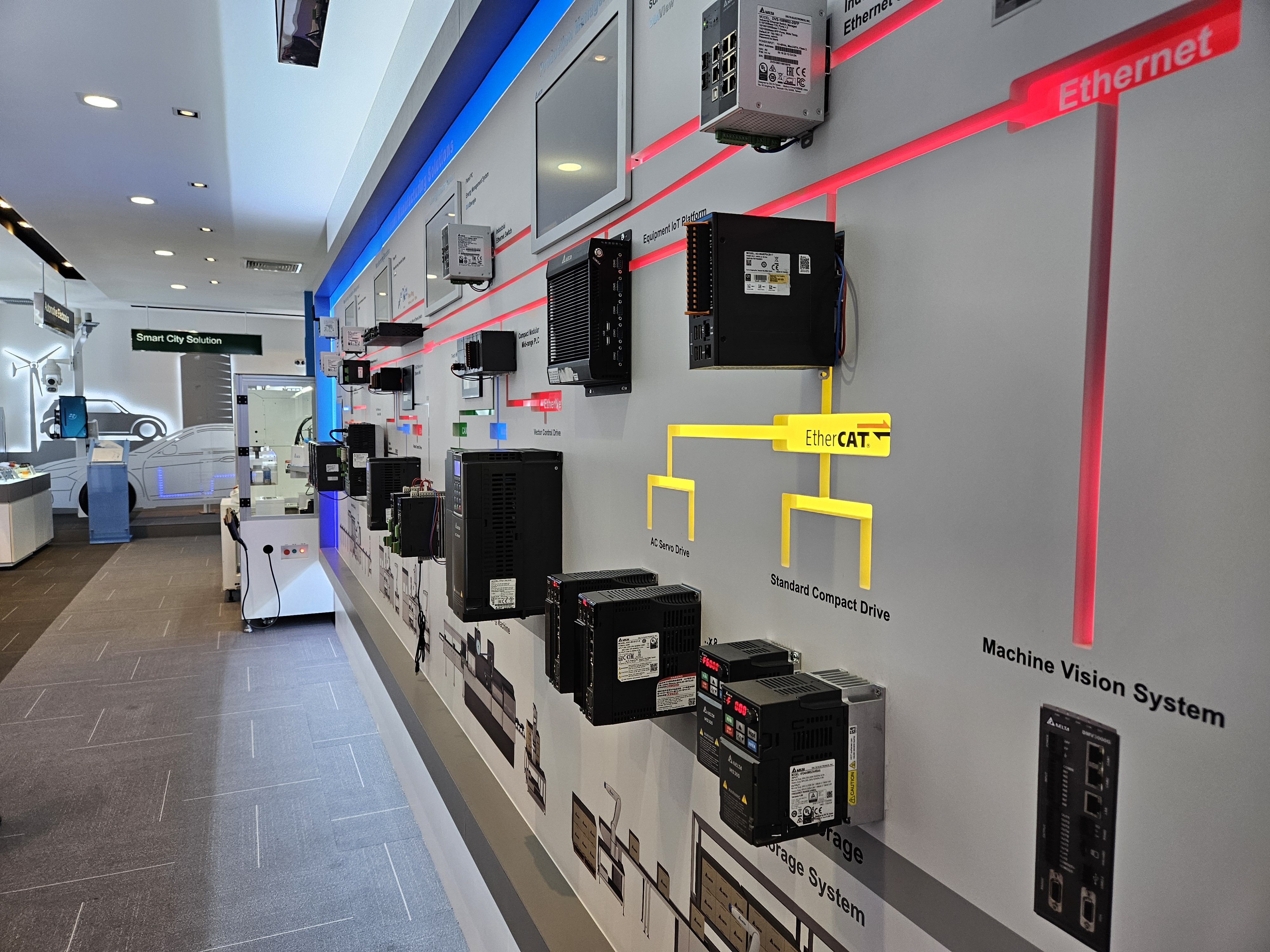 Delta Electronics displays products at its facility in Thailand.