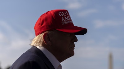 President Donald Trump speaks to the media before walking across the South Lawn of the White House to board Marine One en route to Joint Base Andrews, Md., and on to Florida, Tuesday, July 1, 2025, in Washington.