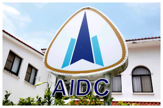 In this April 25, 2018 photo, the logo of the Aerospace Industrial Development Corp. (AIDC) is seen in Taichung, Taiwan.