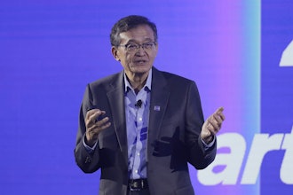 Intel CEO Lip-Bu Tan delivers a speech during the Computex 2025 exhibition in Taipei, Taiwan, Monday, May 19, 2025.