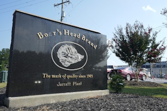 A sign marks the entrance of the Boar's Head processing plant in Jarratt, Va., on Thursday Aug. 29, 2024.