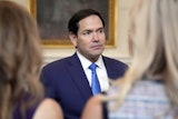 Secretary of State Marco Rubio arrives before a trilateral signing with Azerbaijan's President Ilham Aliyev and Armenia's Prime Minister Nikol Pashinyan in the State Dining Room of the White House, Friday, Aug. 8, 2025, in Washington.