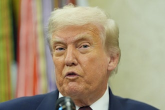 President Donald Trump makes an announcement about Apple in the Oval Office, Wednesday, Aug. 6, 2025, in Washington.