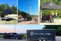 Skylark Labs’ Scout MK1 towers and command center deployed during the ARIES Counter-sUAS demo at Camp Atterbury.
