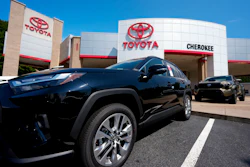 New Toyota vehicles are seen, Friday, Aug. 1, 2025, in Canton, Ga.