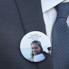 A family member wears a photo of a Boeing crash victim Danielle Moore before a hearing at federal court in Fort Worth, Texas, Wednesday, Sept. 3, 2025.