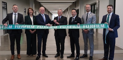 (Left to right) Jordan Ulrich, Laurie Braxton, Lars Petersen, North Carolina Governor Josh Stein, Toshihisa Iida, State Secretary of Commerce Lee Lilley, Austin Rogers