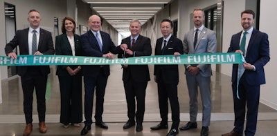(Left to right) Jordan Ulrich, Laurie Braxton, Lars Petersen, North Carolina Governor Josh Stein, Toshihisa Iida, State Secretary of Commerce Lee Lilley, Austin Rogers