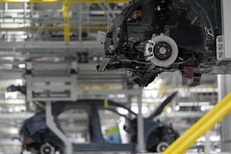 Vehicles move on the line at the Hyundai Motor Group Metaplant America, March 26, 2025, in Ellabell, Ga.