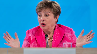 International Monetary Fund (IMF) Managing Director Kristalina Georgieva speaks during a news conference at the International Monetary Fund (IMF) headquarters in Washington, April 25, 2025.