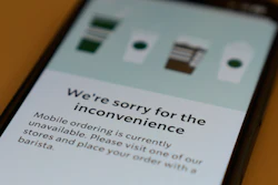 A Starbucks mobile app shows that the mobile ordering is unavailable during the Amazon Web Services outage, Monday, Oct. 20, 2025, in Chicago.