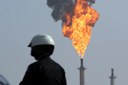A very large smokestack flare burns off flammable product after an explosion in a processing facility at the ExxonMobil refinery in Torrance, Calif., on Feb. 18, 2015.