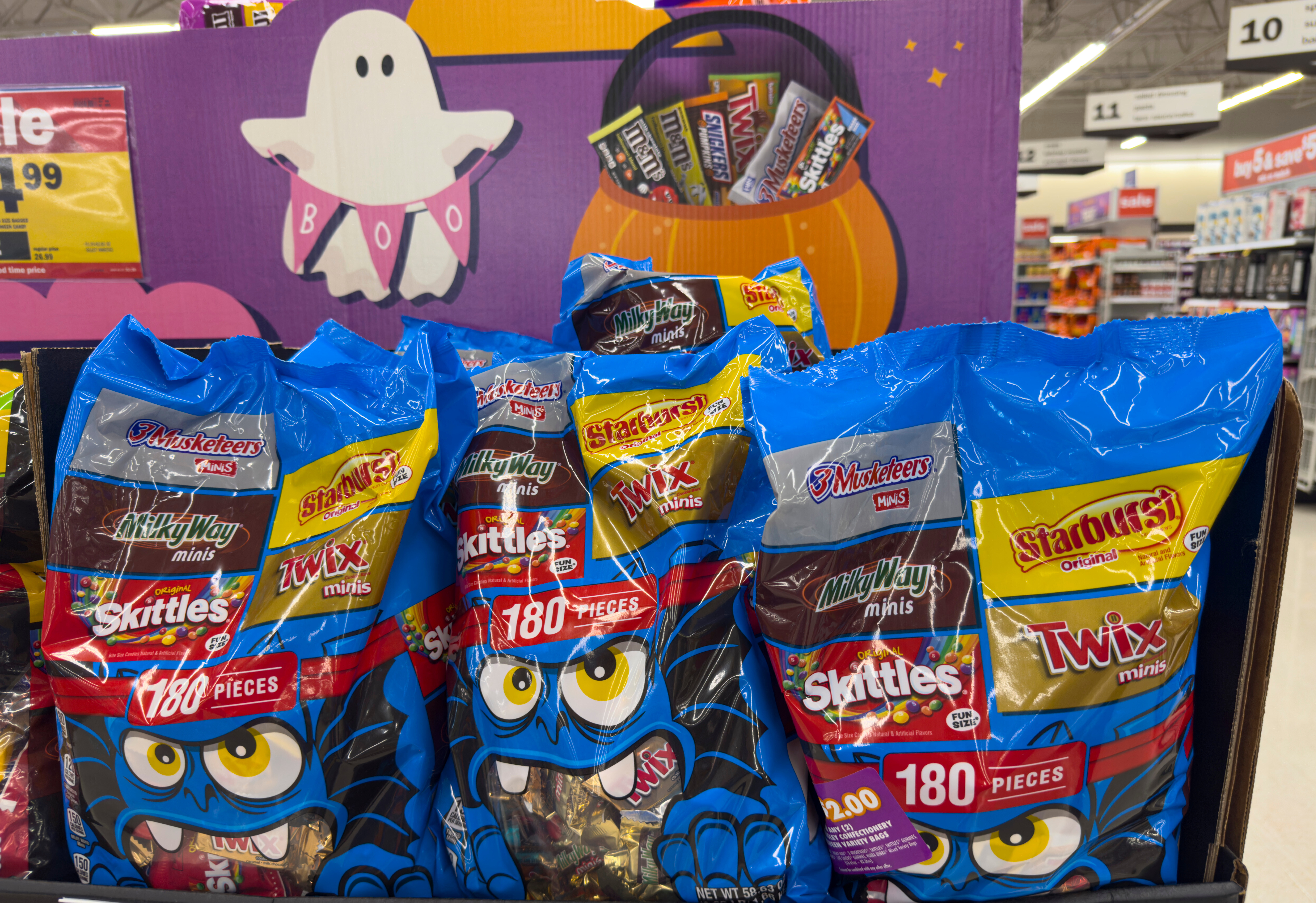 Halloween candy is displayed in a grocery store in Carmel, Ind., Oct. 20, 2025.