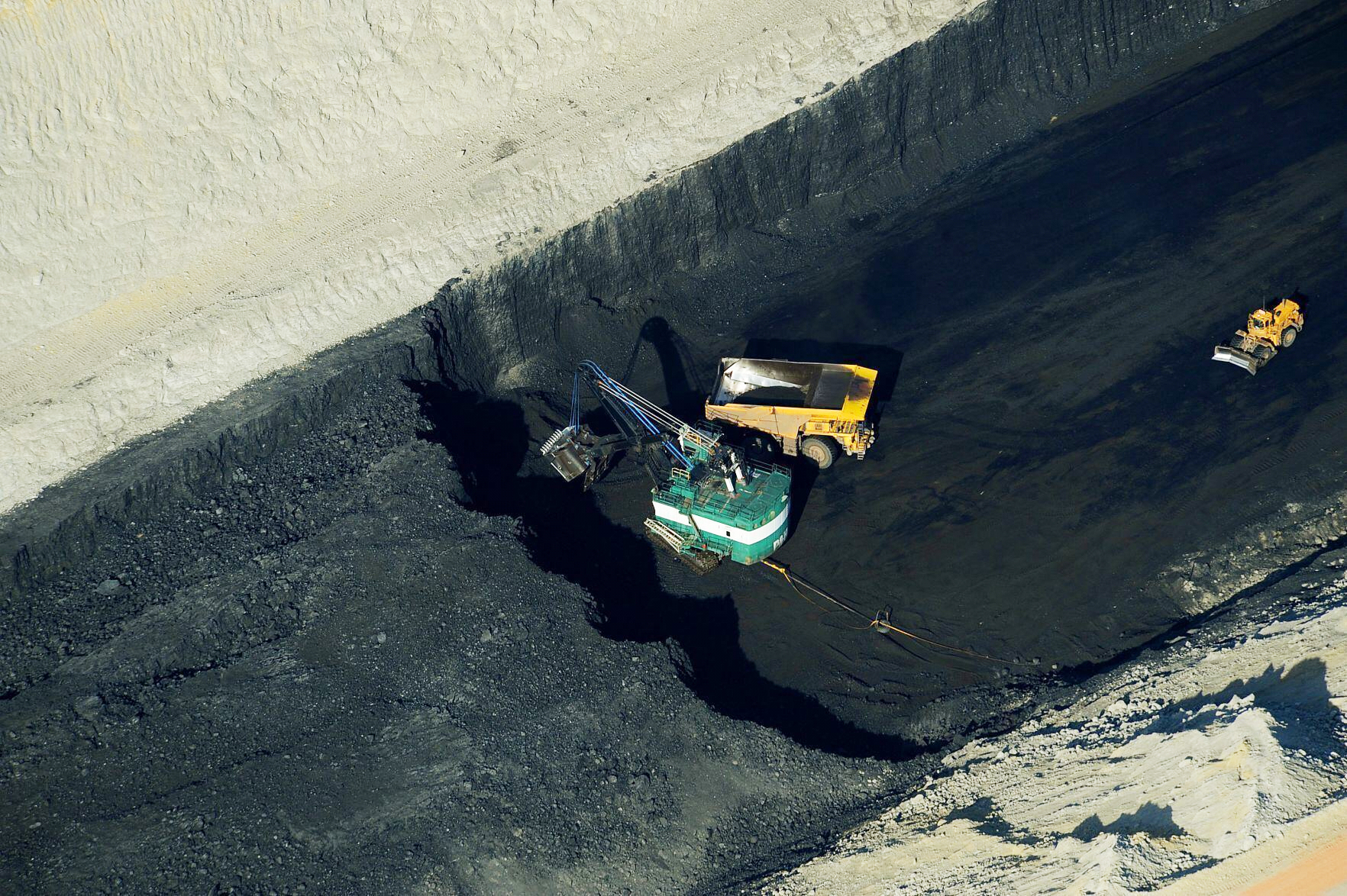 The Spring Creek coal mine is seen in an aerial photograph, taken May 28, 2013, near Decker, Mont.