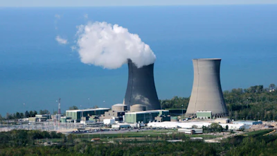 This aerial view shows the Perry Nuclear Power Plant on the shores of Lake Erie in North Perry, Ohio, May 20, 2005.