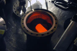 The nuclear heat source for the Mars Curiosity rover, part of a radioisotope thermoelectric generator, is encased in a graphite shell. The fuel glows red hot because of the radioactive decay of plutonium-238.
