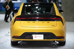 The 2026 Toyota Prius hybrid electric vehicle (HEV) is showcased at the LA Auto Show in Los Angeles Thursday, Nov. 20, 2025.