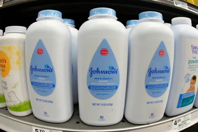 Johnson's baby powder on display at a market in Pittsburgh, Jan. 26, 2023.
