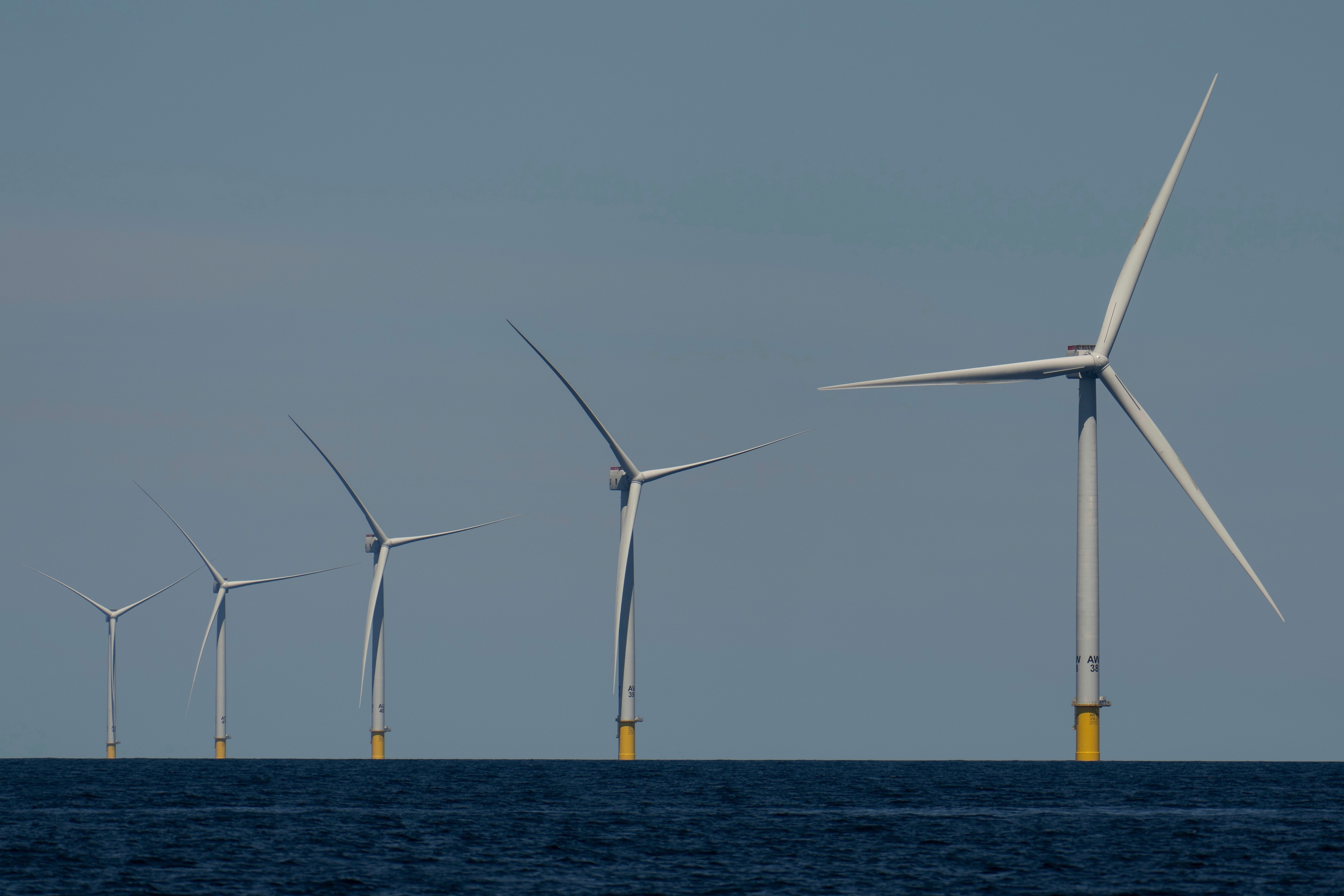 Wind turbines operate at Vineyard Wind 1 offshore wind farm off the coast of Massachusetts, July 19, 2025.