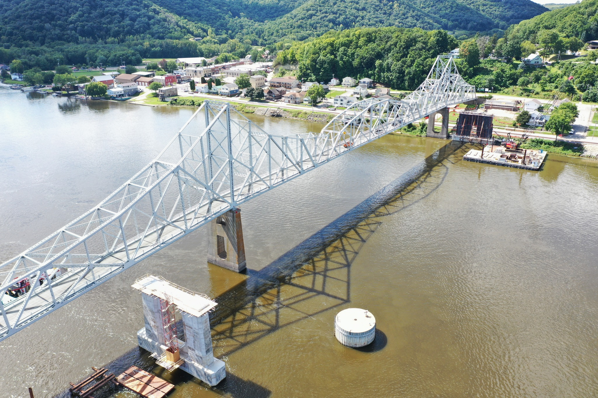 This undated photo provided by the Iowa Department of Transportation on Dec. 18, 2025, shows the Mississippi River Bridge, also known as the Black Hawk Bridge, in Lansing, Iowa.