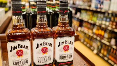 Bottles of bourbon for sale at a wine and spirits store, Jan. 22, 2022, Harmony, Pa.