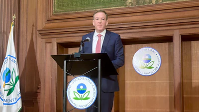 Environmental Protection Agency director Lee Zeldin speaks at a news conference Monday, Nov. 17, 2025, in Washington.