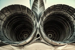 Two tail engines of jet.
