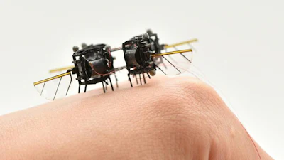 Miniature robotic devices perched on human skin surface